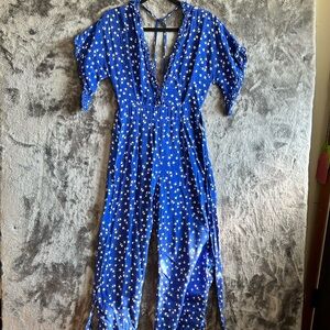 Faithfull The Brand La Villa Blue Floral Jumpsuit